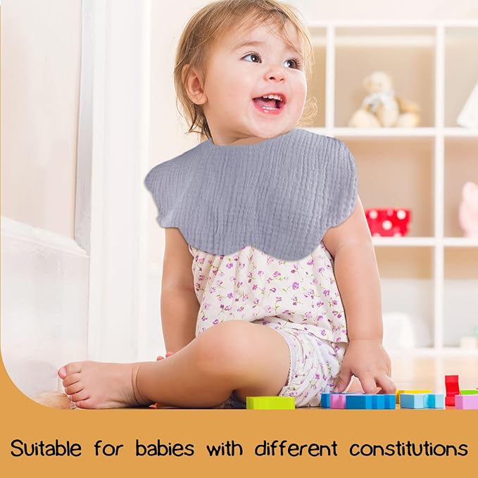 EllieHouse Baby Bibs for Girls Boys 8 Pack Muslin Drool Teeth Drooling Teething Bibs Muslin Cotton for Toddler Infant