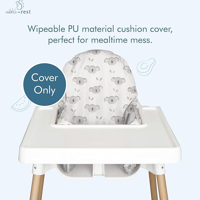 Nibble and Rest Highchair Cushion Cover for Inflatable Cushion, Compatible for IKEA Antilop Highchair, Accessories Stain-Proof and Wipeable Cover (Cushion NOT Included)(Little Koala)