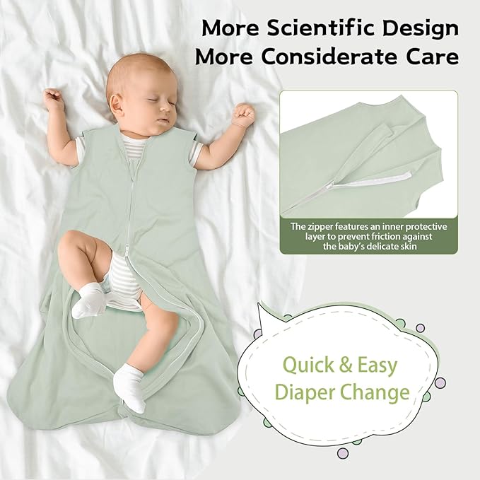 Baby Sleep Sack 0-6 Months,100% Cotton TOG 0.5 Wearable Blanket for Newborn and Infant, 3 Pack 2-Way Zipper Lightweight Sleeping Bags for Toddler