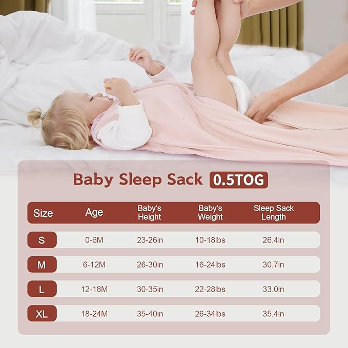 Baby Sleep Sack 6-12 Months,100% Cotton TOG 0.5 Wearable Blanket for Boys and Girls, 3 Pack 2-Way Zipper Lightweight Sleeping Bags for Toddler Newborn Infant