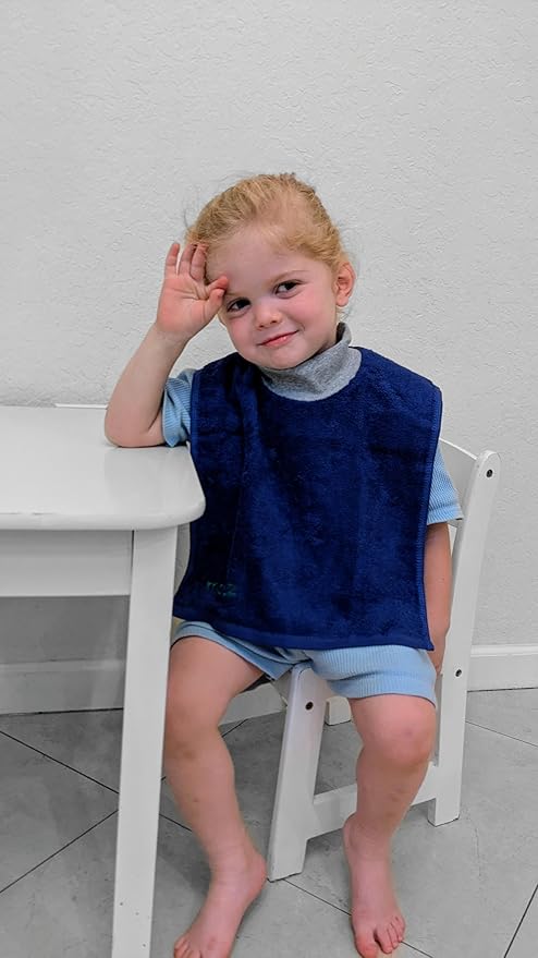 Matz Mini Terry Towel Slip On Baby Bibs | Full Coverage | Ultra Absorbent 100% Cotton | Pullover For Babies And Toddlers | Feeding Drooling And Teething | Unisex Baby Bib With Soft Ribbed Neck