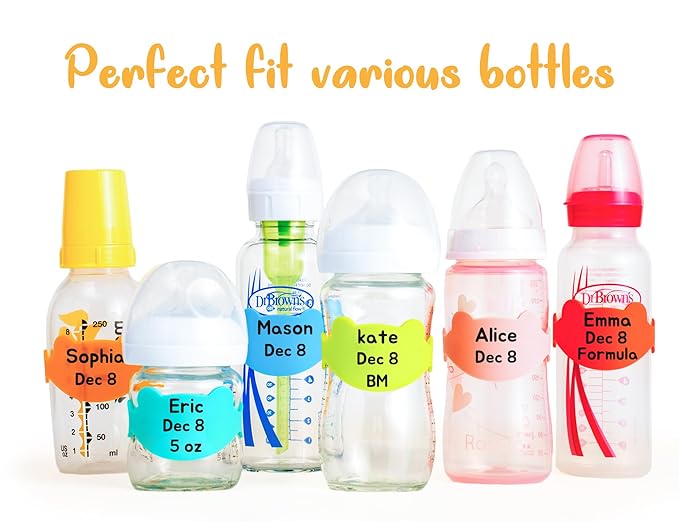 Silicone Baby Bottle Labels for Daycare, Write and Reusable Waterproof Daycare Label for Baby Bottle, Pack of 6