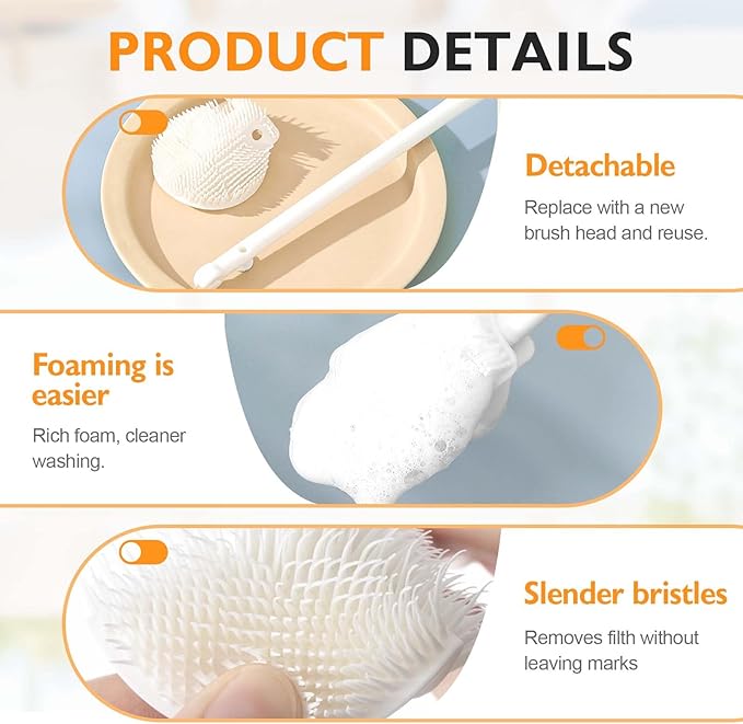 360° Flexible Silicone Bottle Brush with Long Handle,2025 New Multifunction Cleaning Foldable Cleaning Tool,Soft Bristle Silicone Cup Brush for Narrow Neck Bottles,Water Bottles (Pink B/1pcs)