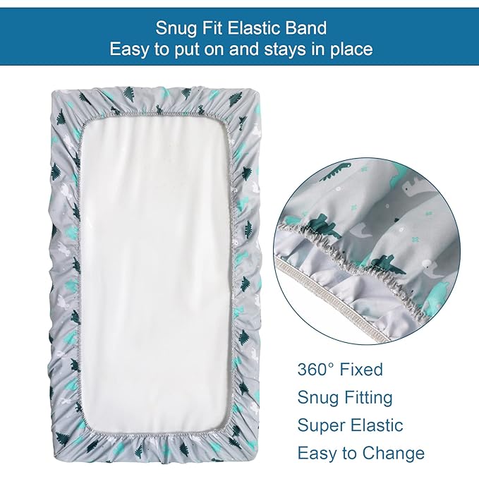 SPRINGSPIRIT Pack and Play Sheets, Pack n Play Sheets Ultra Soft, Mini Crib Sheets 2 Pack, Pack n Play Mattresses Sheets Compatible with Graco Pack n Play, Soft and Breathable, Grey