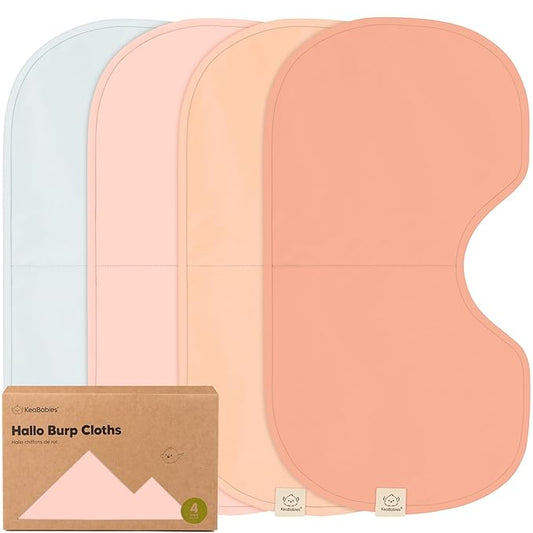 KeaBabies 4-Pack Baby Burp Cloths Baby Girl, Boy - Organic Cotton Burp Cloth, Extra Large, Absorbent, Soft Burping Cloths & Bibs Set for Babies, Newborn Burp Clothes, Thick Burp Rags (Flora Dew)