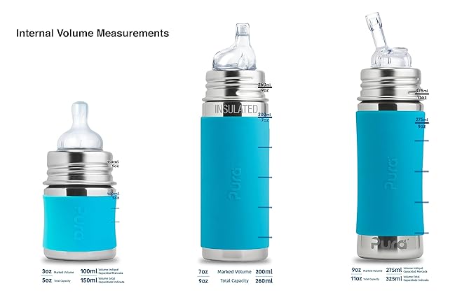 Pura Kiki 7oz Stainless Steel Insulated Infant Bottle – Includes Silicone Medium-Flow Nipple & Sleeve – Anti-Colic, Plastic-Free, MadeSafe Certified