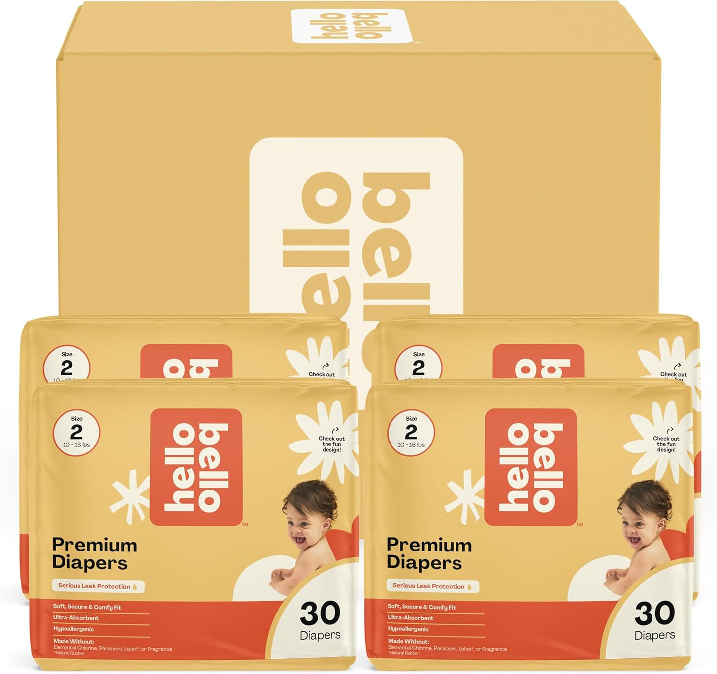 Hello Bello Diapers, Size 2 (10-16 lbs) Surprise Pack for Boys - 120 Count of Premium Disposable Baby Diapers, Hypoallergenic with Soft, Cloth-Like Feel - Assorted Boy & Gender Neutral Patterns