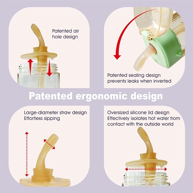 PPSU Pregnancy Water Bottle and Baby Bottle Set, Patented Leak-Proof Design, Postpartum Essentials, Great Gift for Moms and Babies, Silicone, Heat Resistant to 180°C/356°F (5 oz, 8 oz，16 oz)