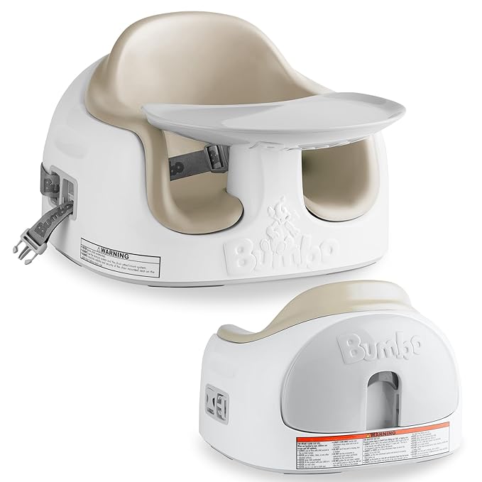 Bumbo 3-in-1 Multi-Seat for 6 to 36 Months, Travel Baby Feeding & Play Floor Seat, All-in-One Portable Booster with Tray & Toddler High Chair, Taupe