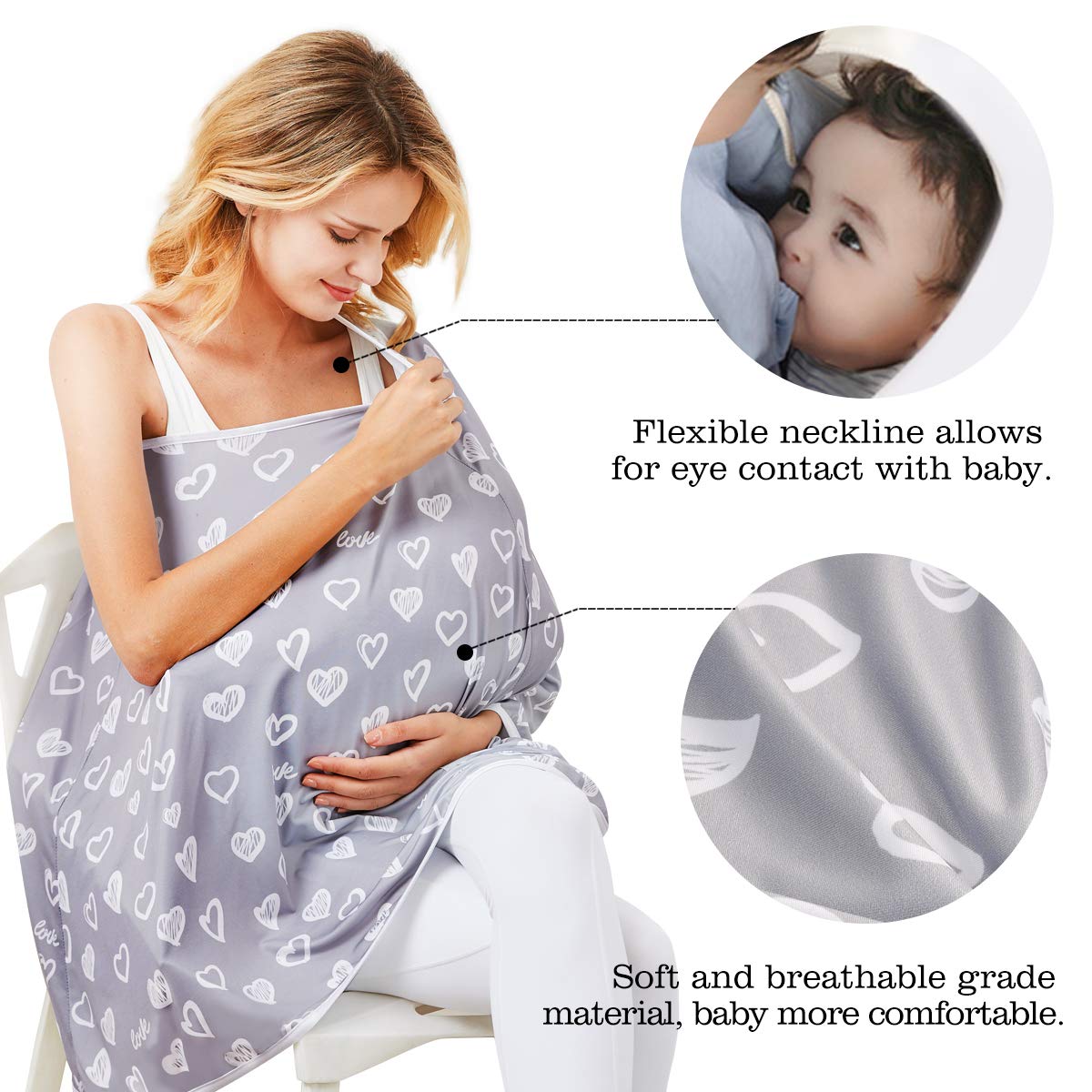 Baby Nursing Cover & Poncho - Multi-Use Privacy Cover for Baby Car Seat, Shopping Cart, Stroller