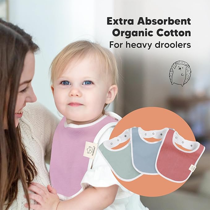 8-Pack Organic Baby Bibs for Boys, Girls - Soft Cotton Drooling and Teething Bibs for Baby Girl & Boy, Extra Absorbent, Easy To Clean & Put On for Toddler, Newborn, Infant 0-24 Months (Muted Pastel)