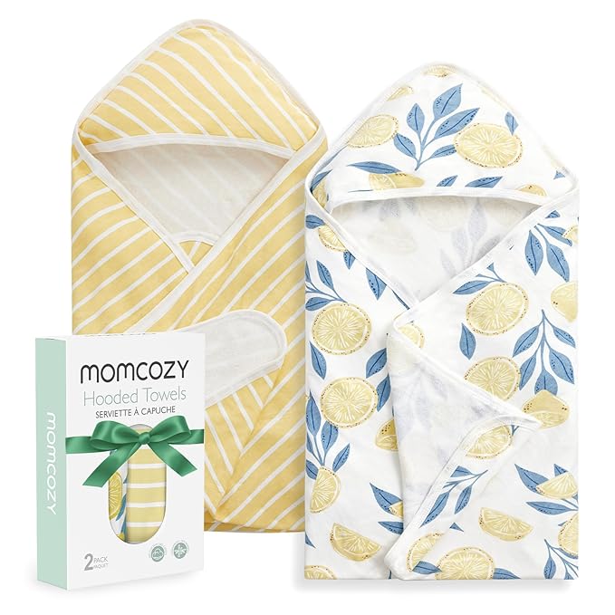 Momcozy Baby Towel with Hooded - Ultra Soft & Absorbent Large Bath Towel Set for Comfort & Gentle on Baby's Skin - Med Thick& Durable -Shower Gift & Bath Essential for Newborn, Infant, Toddler