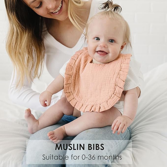 Baby Muslin Bibs Bandana Drool Bibs for Unisex Boys & Girls, Soft and Absorbent Cotton Teething Drooling Bib Set for Newborn Toddler