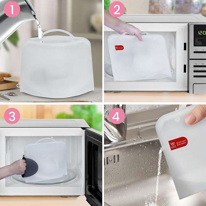 Silicone Microwave Steam Sterilizer Bags with Mini Oven Gloves, ZÜCÜBéBé Reusable Silicone Steaming Bags for Baby Bottles, Breast Pump, Accessories, Great for Home and On-The-Go, White (2PC)