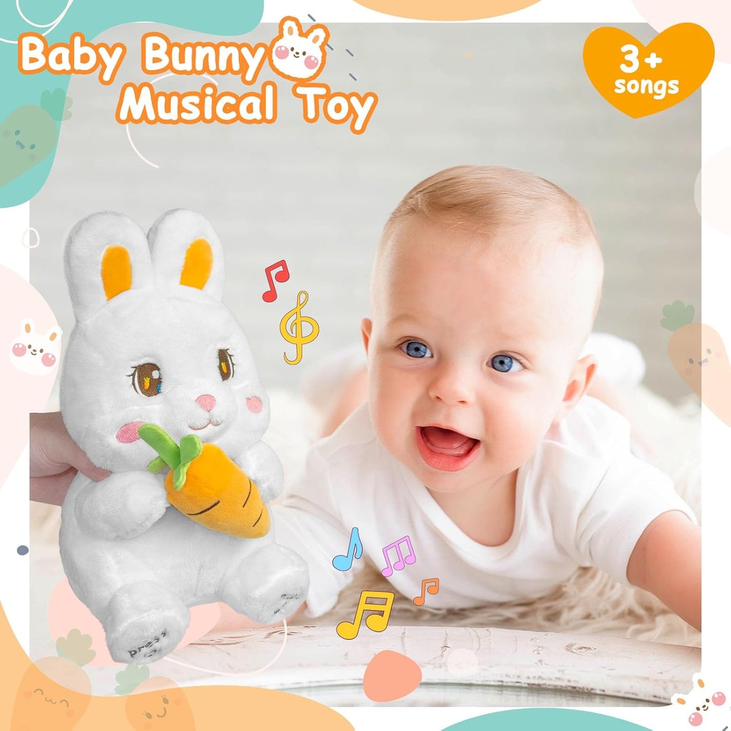 Baby Toys 0-6 Months,Infant Toy with Musical & Rattle, Girl Toys 0-6 Months,Baby Toy 6-12 Monthts,Soft Stuffed Animal Infant for 0-3-6-12 Month Old Boy Girls