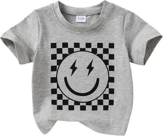 Happy Town Toddler Clothes Baby Boy Girl Smiley Face Shirt Short Sleeve T-Shirt Tee Summer Tops Outfits