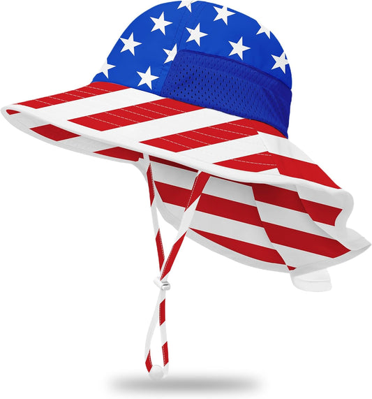 Toddler Baby Sun Hat Kids Summer UPF 50+ for Boys Girls Adjustable Beach Hats with Bucket Wide Brim Age 1-7 Years