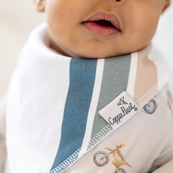Baby Bandana Drool Bibs for Drooling and Teething 4 Pack Gift Set "Ryder" by Copper Pearl