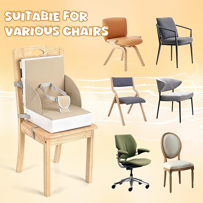 Toddler Booster Seat, Baby Booster for Dining Table, Travel Toddler Chair with Adjustable Straps, Portable Kitchen Booster for Baby, Compact Design, Easy to Clean