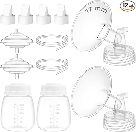 17mm Flange Kit Compatible with Spectra S1/S2/9 Plus/Motif Luna, Includes Flange 17mm, Bottles, Tubing, Valves, and Backflow Protectors