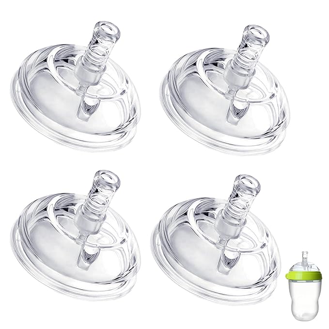 Sippy Straw Nipples for Comotomo Baby Bottles, Transition Straw Sippy Cup 100% Food Grade Silicone Soft Nipple, 8m+, Pack of 4