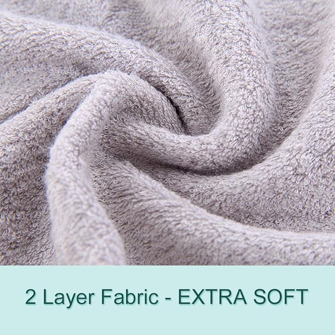 HIPHOP PANDA Baby Washcloths, Rayon Made from Bamboo - 2 Layer Ultra Soft Absorbent Newborn Bath Face Towel - Reusable Baby Wipes for Delicate Skin - Grey, 6 Pack