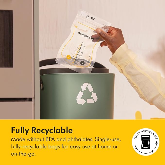 Medela Easy Pour Breastmilk Storage Bags | 50 Count 210ml | Disposable Leakproof Breast Milk Bags with Milk Protection | Recyclable & BPA Free