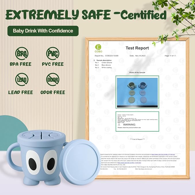 Silicone Snack Cups Food Container for Toddlers and Babies, Spill Proof Training Cup with Snack Cup Lid & Dust Proof Lid, Comes with a toy strap, Without BPA, Lead, or Phthalates (Beige & Pink)