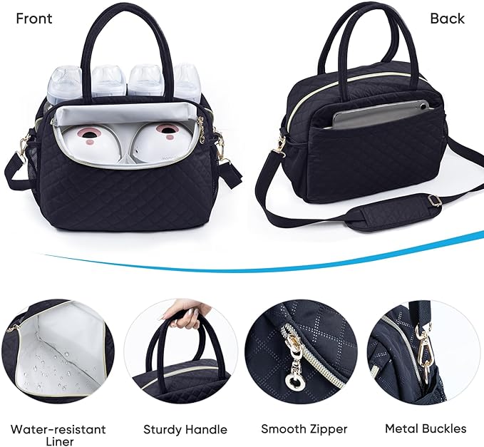 Breastmilk Cooler Travel Bag with 2pcs Wipes Dispensers and Ice Pack -Baby Bottle Cooler Bag for 6 Baby Bottles Up to 9 Ounce - Breast Pump Bag, Breastmilk Storage Bag, Bottle bag for Daycare