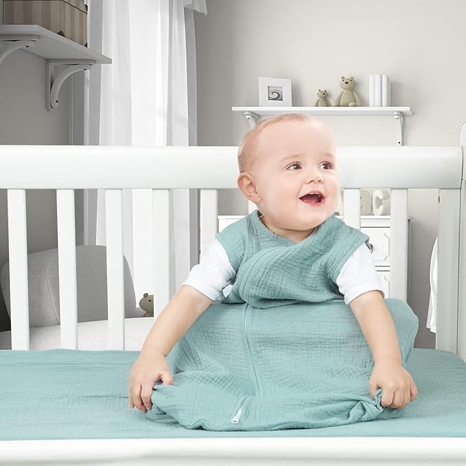 2 Pack Baby Sleep Sack 18-24 Months 100% Organic Cotton Muslin Baby Sleeping Bag 2-Way Zipper Toddler Wearable Blankets Comfy Stretchy Thin Sleep Sacks