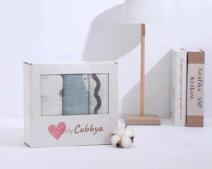 Muslin Baby Quilt 100% Cotton Newborn Blanket 47" X 47" 2 Layers Muslin Swaddle for Boy and Girl (Ocean Series)