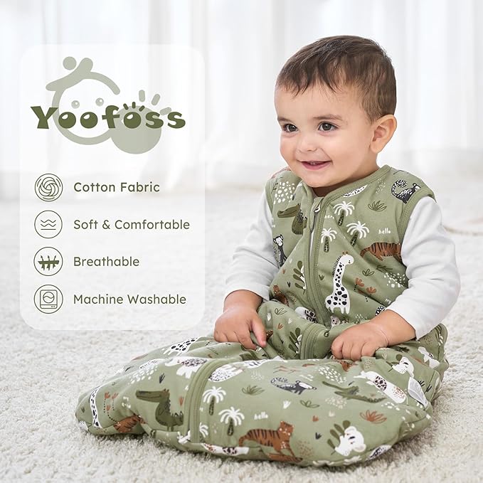 Yoofoss Baby Sleep Sack 18-24 Months, TOG 2.5 Baby Wearable Blanket with 2-Way Zipper, 100% Organic Cotton Fabric Winter Newborn Sleeping Sack, Warm Soft Comfy(X-Large)