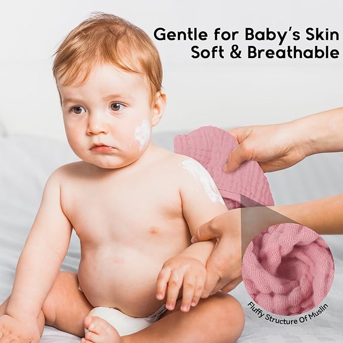 Muslin Burp Cloths for Baby 100% Cotton Burping Cloths for Boys Girls Large 20''X10'' Extra Soft and Absorbent 12 Pack - Bean Paste