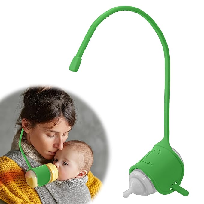 Adjustable Baby Bottle Support – Assist Feeding Tool for Parents, Non-Slip & Ergonomic Design, Fits Standard & Wide-Neck Bottles(Green)