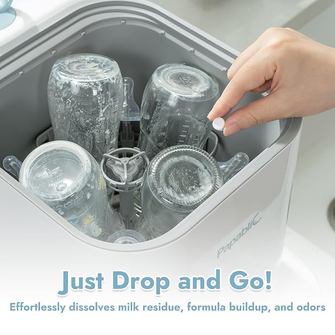 Papablic 60Pcs Official Detergent Soap Tablets for Baby Brezza, GROWNSY, Momcozy Bottle Washer Pro & Portable Bottle Warmer, Compact Travel-Friendly Packs Washing Block