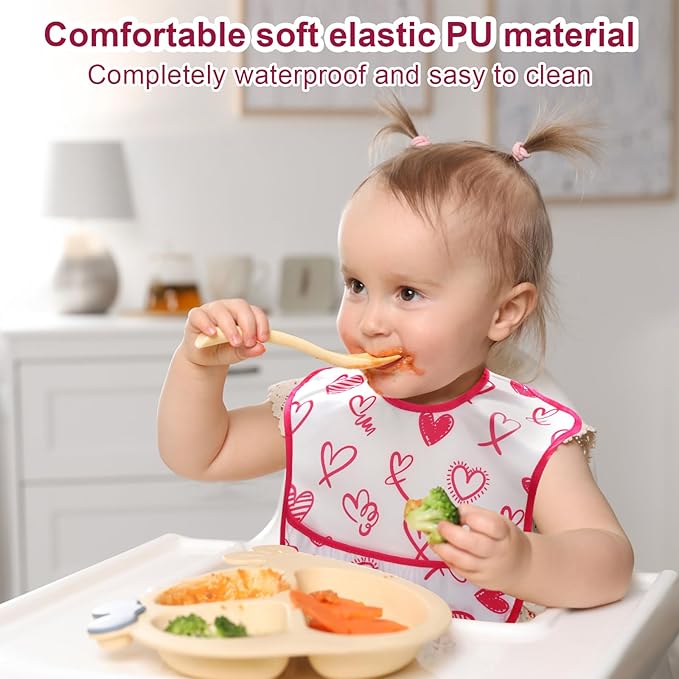Accmor Baby Bibs, Waterproof Baby Toddler Bibs, Apron Smock Bib for Baby Boys Girls, Essential Must Have for Eating, Feeding