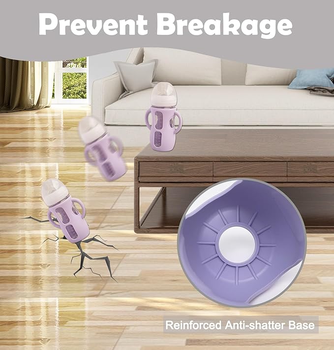 4 Pack Silicone Sleeves for Avent Natural Glass Baby Bottles, Anti Breakage Bottle Holder, Compatible with Philips Avent Glass Natural Baby Bottles (Apricot+Pink+Purple+Orange, 8 OZ)