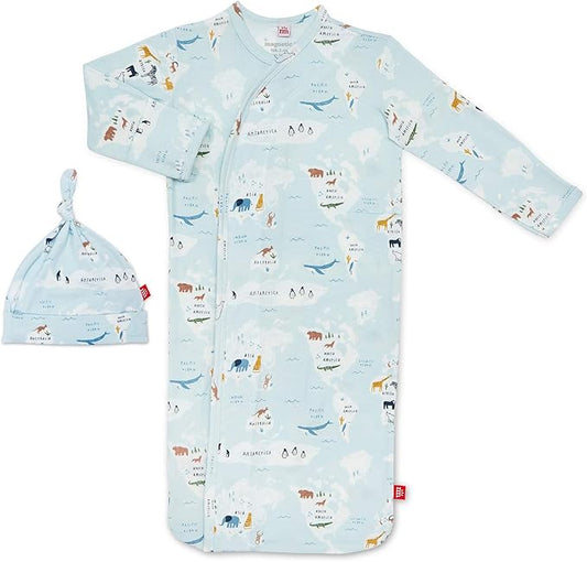 Magnetic Me Modal Newborn Sleeper Gown & Hat Set | Silky Soft Modal Fabric Sleep Sack