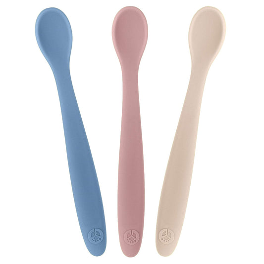WeeSprout Silicone Baby Spoons - First Stage Infant Feeding Utensils With Soft-Tip, Bendable Kitchenware for Parent & Self-Feeding, Ultra-Durable, Dishwasher Safe, Travel Case, Set of 3