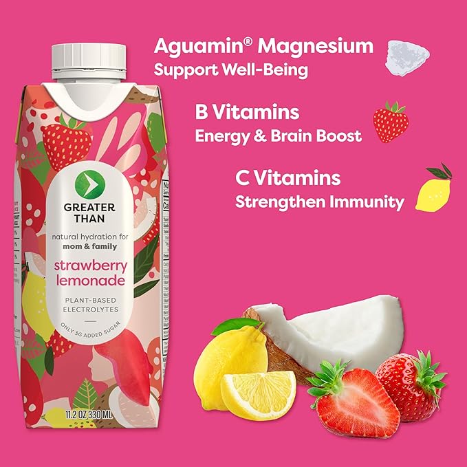 Greater Than Lactation Supplement Support, Coconut Water, Vitamins & Electrolyte Drink for Breastfeeding, Breast Milk & Immune Support, Variety Pack & Cocoa Cream (20 Pack)