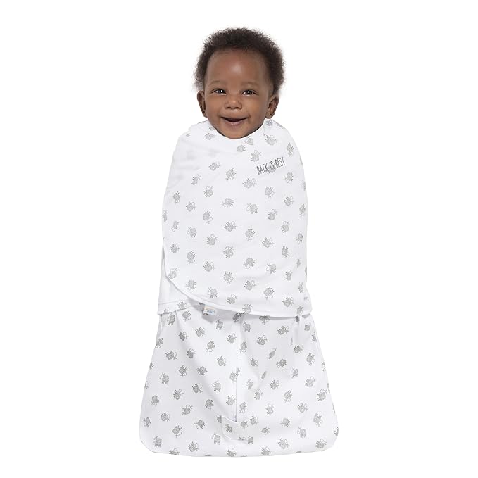 HALO 100% Cotton Sleepsack Swaddle, 3-Way Adjustable Wearable Blanket, TOG 1.5, Lamb Scribble White, Newborn, 0-3 Months