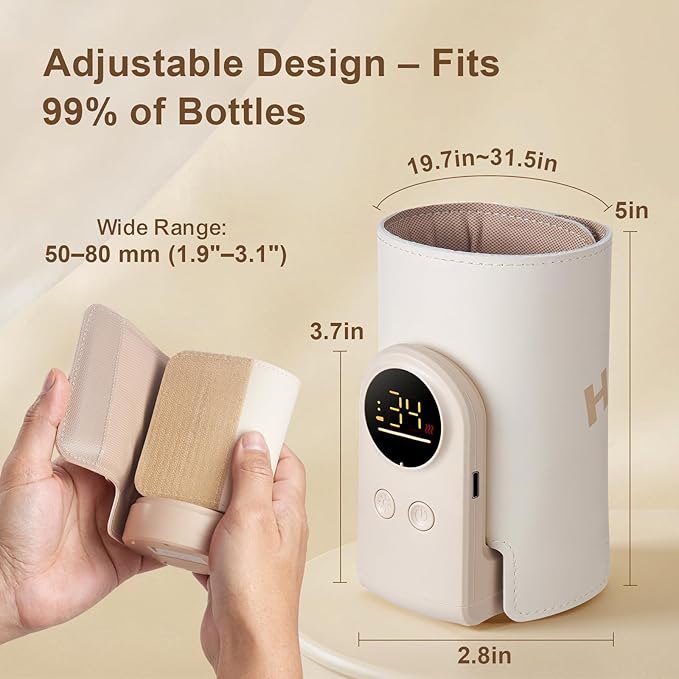 18W Portable Baby Bottle Warmer for Travel – Fast, Waterless Milk Heater for Breastmilk & Formula | USB Rechargeable Bottle Warmer with Precise Temperature Control – Essential for On-The-Go Feeding