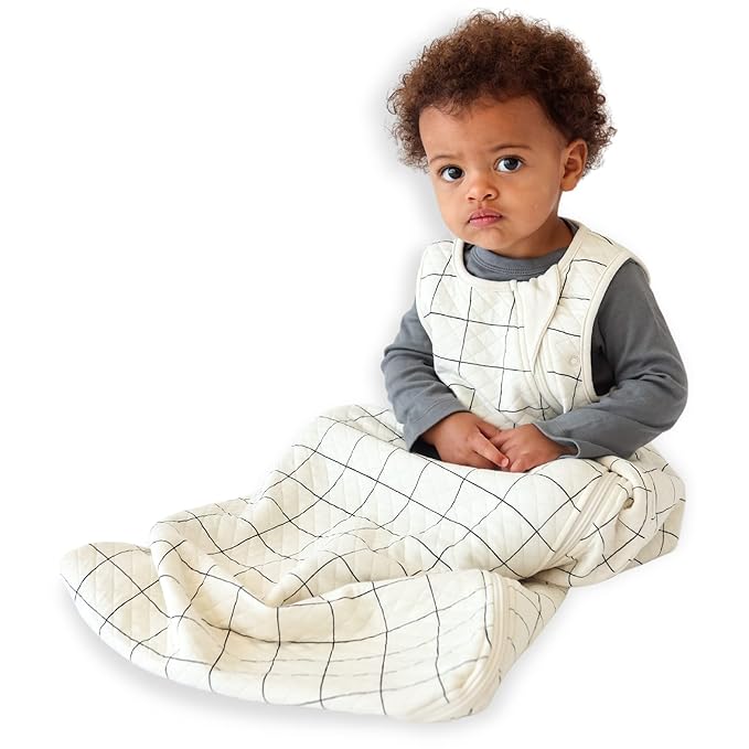Tealbee Grow with Baby Sleep Sack – Adjustable Fit 6–24 Months for Babies & Toddlers, Soft Rayon from Bamboo Sleep Bag, Summer 0.8 TOG Wearable Blanket with 2-Way Zipper – Checkered