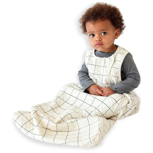 Tealbee Grow with Baby Sleep Sack – Adjustable Fit 6–24 Months for Babies & Toddlers, Soft Rayon from Bamboo Sleep Bag, Summer 0.8 TOG Wearable Blanket with 2-Way Zipper – Checkered