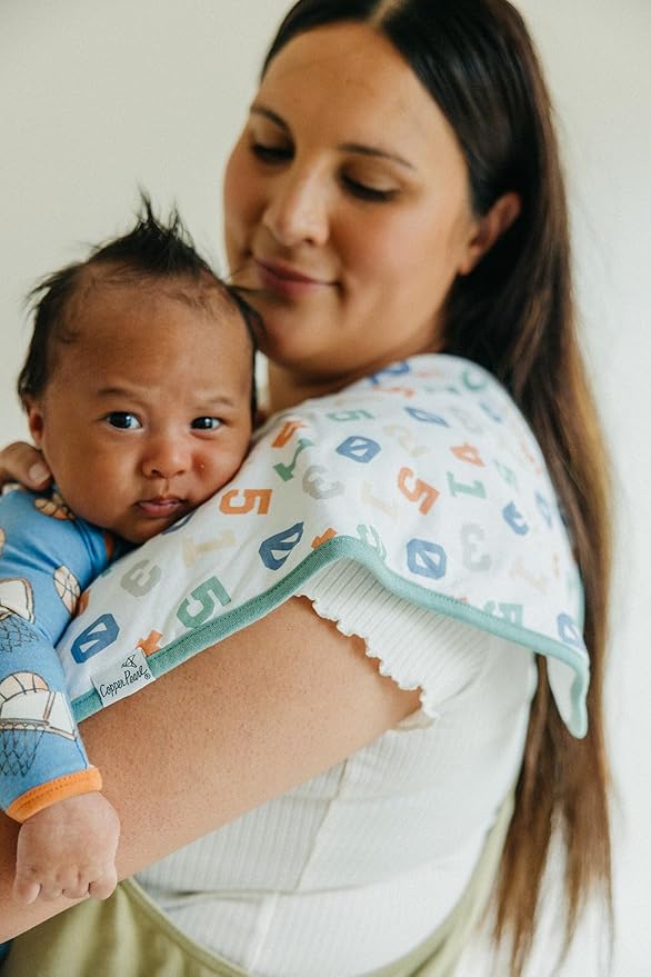 Copper Pearl Premium Baby Burp Cloths - 3-Pack Large Cotton Burp Cloths, Extra Soft Spit Up Rags with 3 Absorbent Layers, Perfect for Baby Boy and Baby Girl Gifts (21" x 10" Size, Dunk Set)