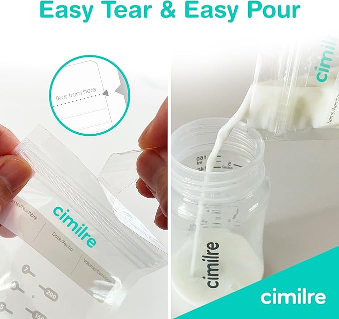 Cimilre S7 Dual Pro Rechargeable Breast Pump & Breast Milk Storage Bags Bundle – Hospital Strength Double Electric Pump with 120 Leak-Proof 7oz Bags