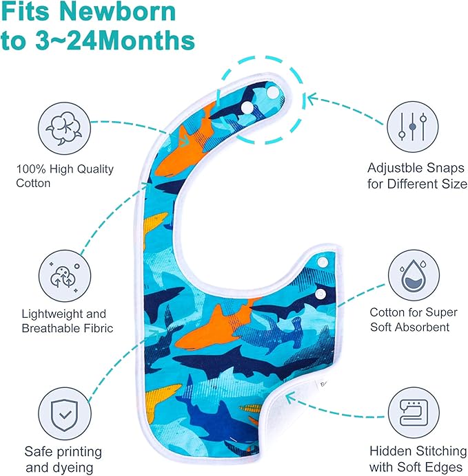 Baby Bibs Soft and Absorbent Organic Cotton Bandana Drool Bibs Set for Boys Girls Newborn 0-36 Months