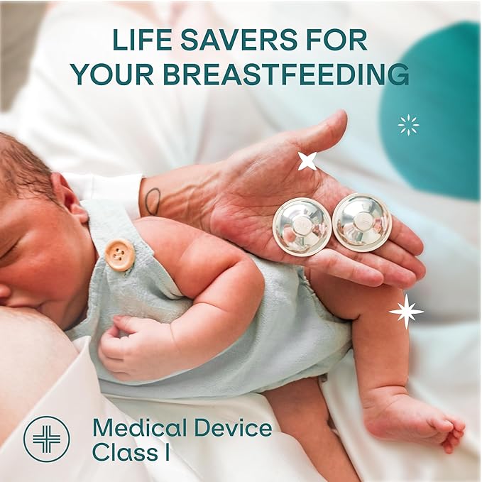 Koala Babycare The Original Nursing Cups 100% Silver – Nipple Shields for Nursing Newborn - Breastfeeding Essentials Protect and Soothe Cracked Nipples - Maxi Size