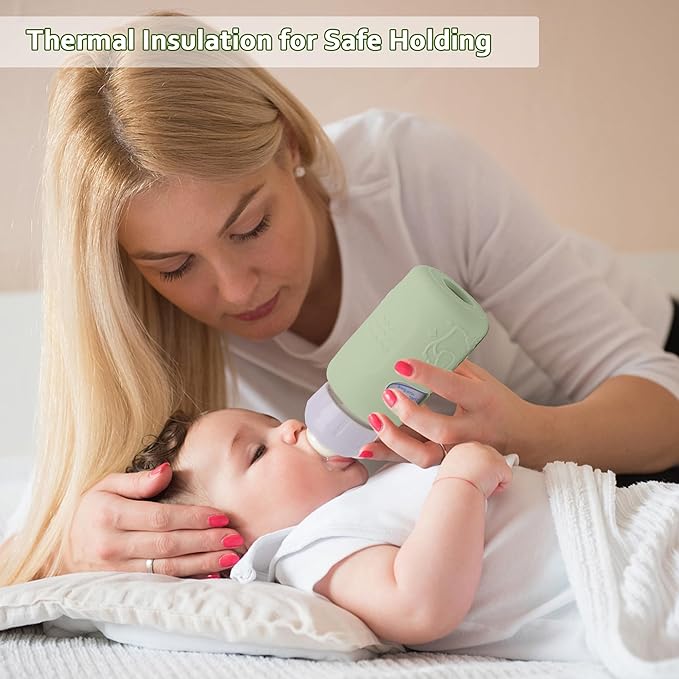 KingKam 4 Pack Silicone Sleeves for Dr. Brown's Glass Baby Bottles, Anti Breakage Baby Bottle Sleeves Holder, Compatible with Dr. Brown's Newborn Narrow Glass Baby Bottles 4oz