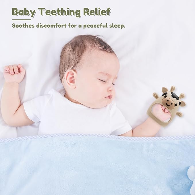 2 Pack Baby Teething Toys 0-6 6-12 Months, Adjustable Anti Dropping Wrist Teething Mittens, Food Grade Silicone Baby Chew Toys for Sucking Needs Teether for Newborns Infants Teething Relief